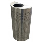 WITT Half Round Waste Receptacle with Perforated Holes and Rigid Liner - 12 Gallon, Stainless Steel